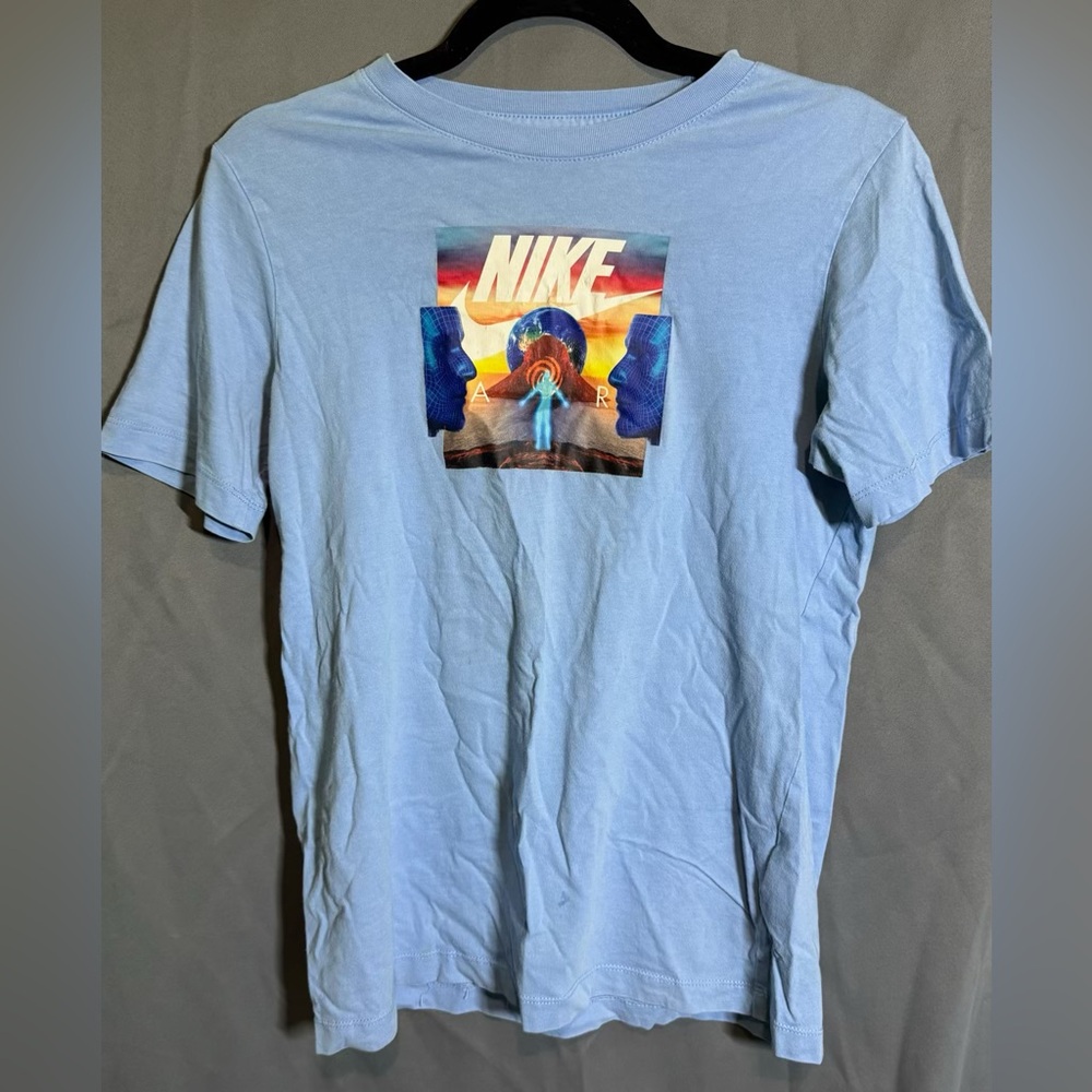 Nike Air Blue T-Shirt Trippy Hippie Spiritual Third Eye Size XL